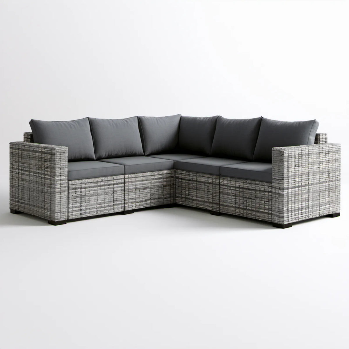Ogrodowa sofa narożna L z technorattanu PE 220 × 220 × 75 cm Szara/Grafitowa