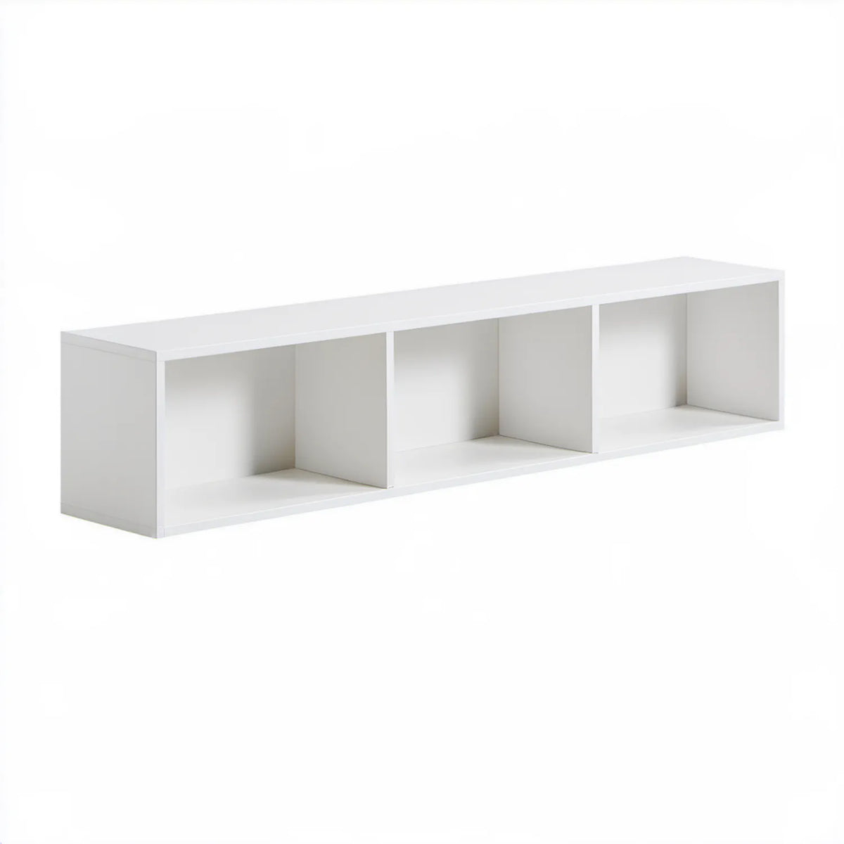 Biała otwarta szafka RTV z 4 komorami, 147 x 39 x 42 cm