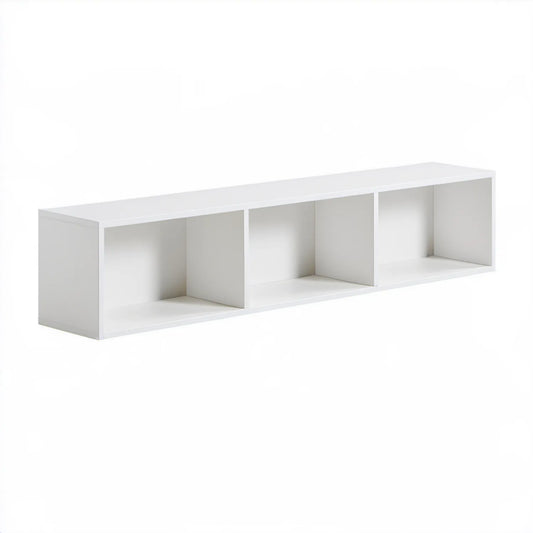 Biała otwarta szafka RTV z 4 komorami, 147 x 39 x 42 cm