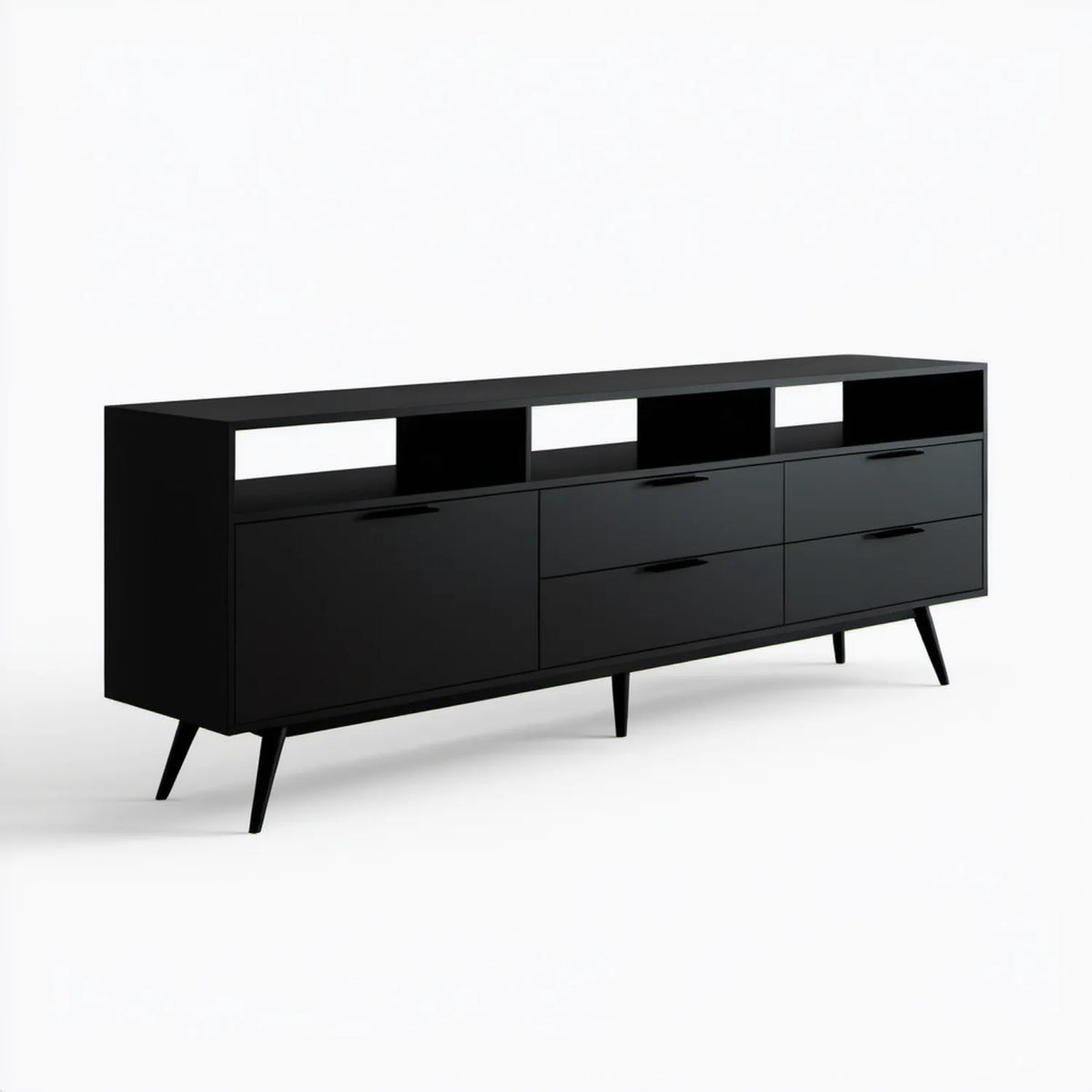 Czarna szafka RTV 180 x 40 x 80 cm z laminowanej płyty wiórowej