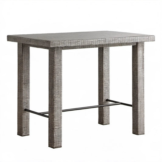 Prostokątny stół barowy ogrodowy z technorattanu PE i stali 110 x 60 x 110 cm Szarobrązowy/Czarny