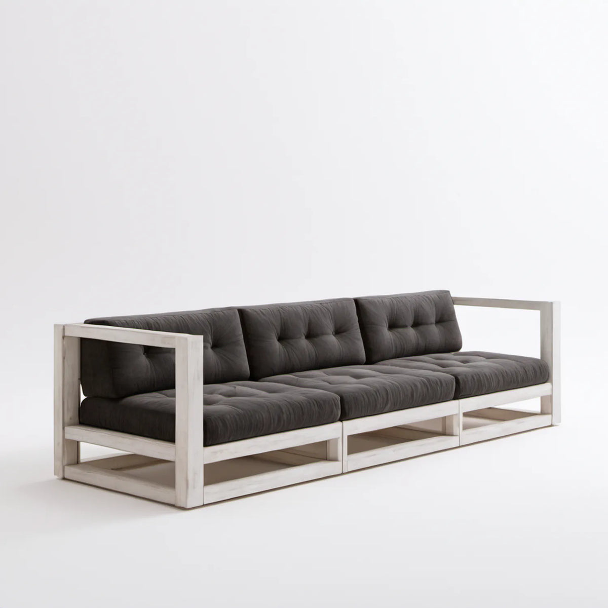 Trzyosobowa sofa ogrodowa z litego drewna akacjowego 240 x 80 x 75 cm, bielony brąz i ciemnoszary