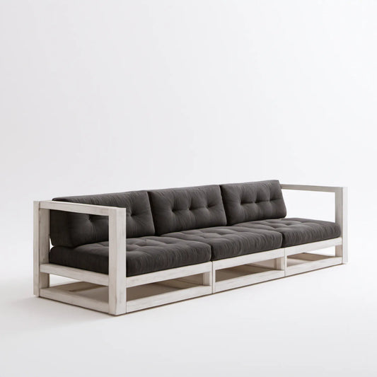 Trzyosobowa sofa ogrodowa z litego drewna akacjowego 240 x 80 x 75 cm, bielony brąz i ciemnoszary