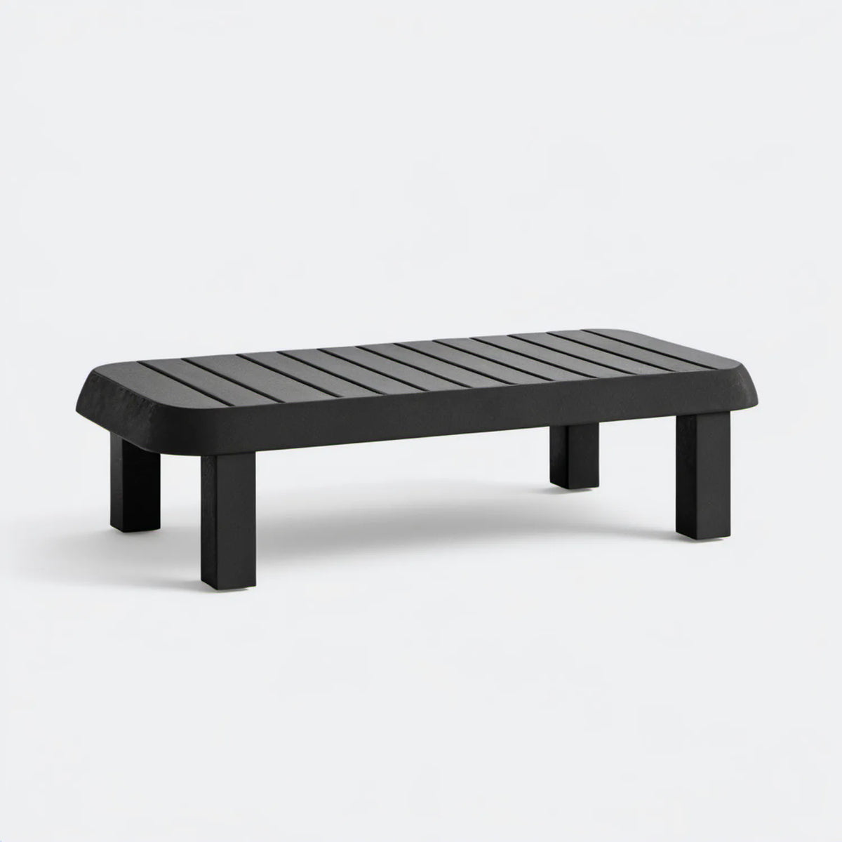 Czarny prostokątny stolik ogrodowy kawowy z polipropylenu 90 x 55 x 38 cm