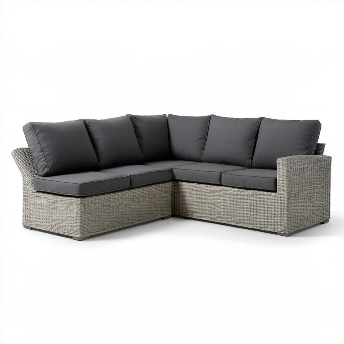 4-osobowa narożna sofa ogrodowa z technorattanu PE 190 × 190 × 65 cm Szara/Antracytowa