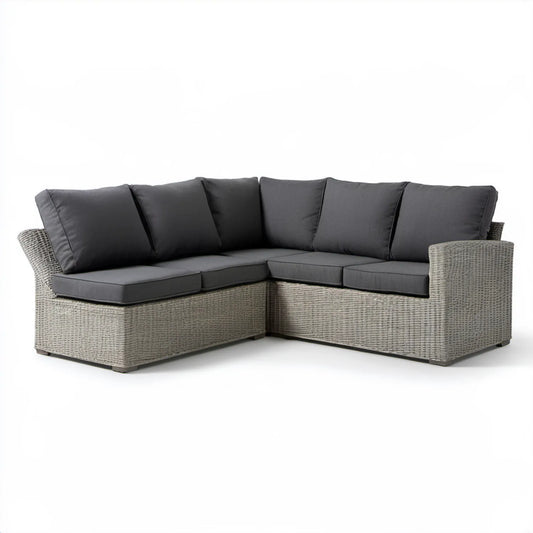 4-osobowa narożna sofa ogrodowa z technorattanu PE 190 × 190 × 65 cm Szara/Antracytowa